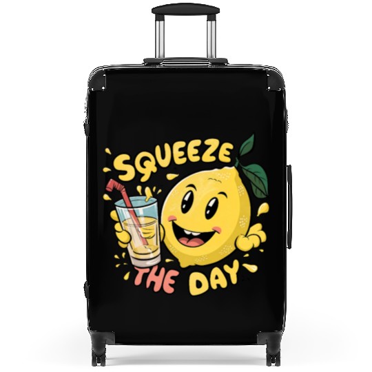 Squeeze The Day Lemon Cartoon Suitcases