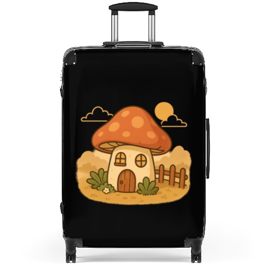 Whimsical Mushroom House Design Suitcases