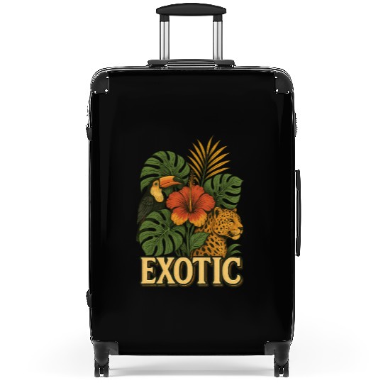 Vibrant Jungle Animal and Floral Print Suitcases