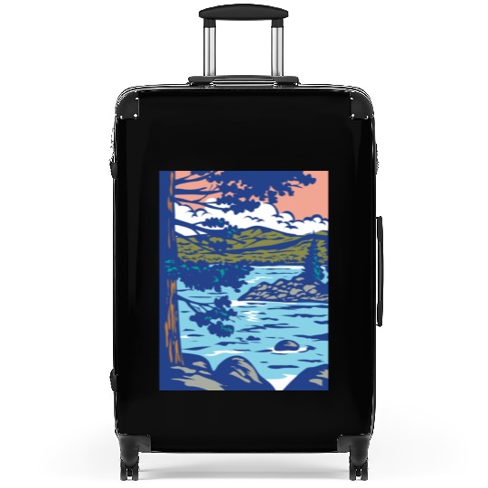 WPA Art Emerald Bay State Park in South Lake Tahoe Suitcases