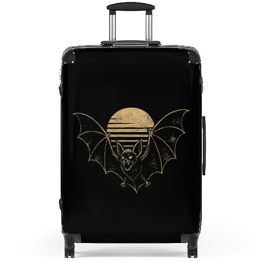 Retro Sunset Bat Silhouette with Full Moon Suitcases