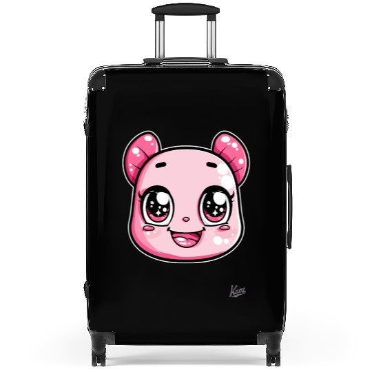 Kawaii Pink Bear Face Illustration Suitcases
