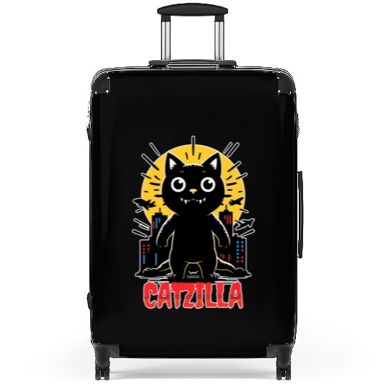 Nighttime City Monster Catzilla Design Suitcases