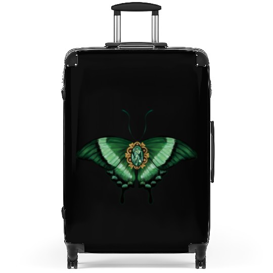 May Emerald Peacock Butterfly Gemstone Design Suitcases