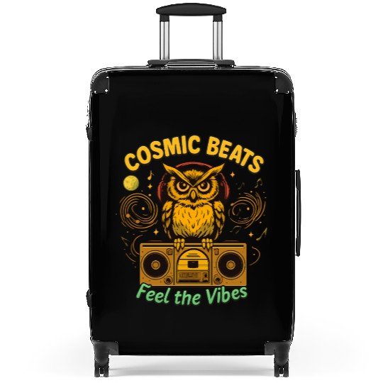 Cosmic Beats Retro Owl Vintage Vibes Suitcases