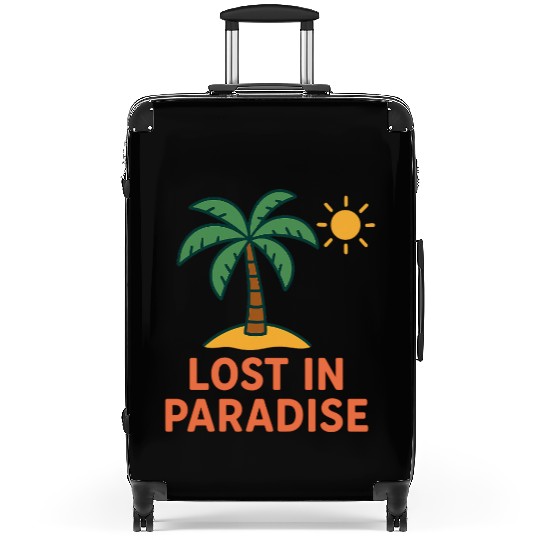 Tropical Sunset Palm Illustration Suitcases