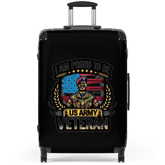 Proud US Army Vet Emblem Suitcases