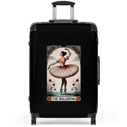 Elegant Ballerina Tarot Card Illustration Suitcases