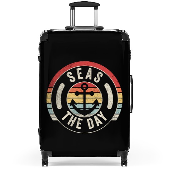 Seas Day Teal Nautical Anchor Funny Cruise Retro Suitcases