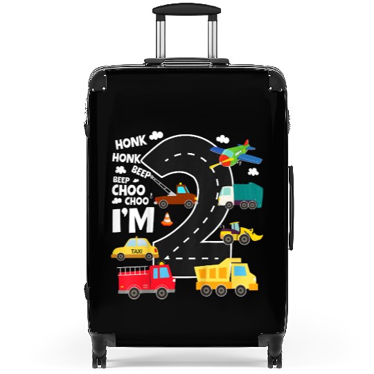 Kids Birthday 2 Traffic Vehicles Number Two Design Suitcases