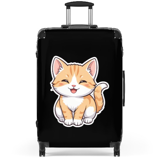 Playful Orange Tabby Cat Illustration Suitcases