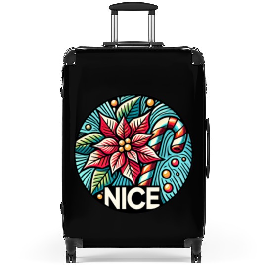 Festive Poinsettia Holiday Patch Suitcases