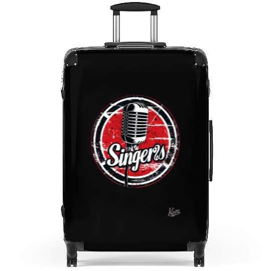 Vintage Microphone Singers Emblem Suitcases