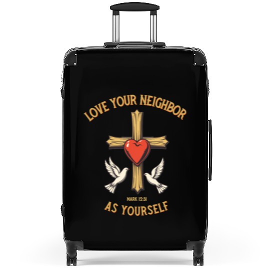 Love Your Neighbor Cross Illustration bible verse Suitcases