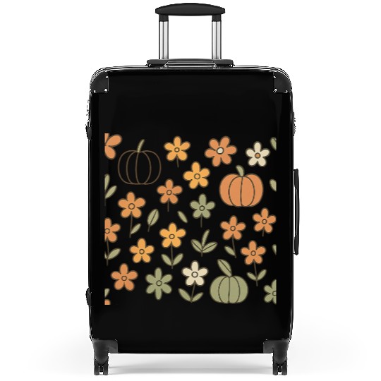Autumn Pumpkin and Floral Pattern Suitcases