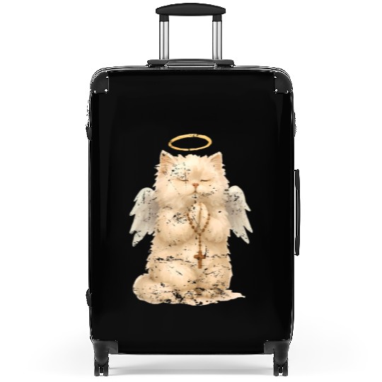Heavenly Praying Cat with Angel Wings Suitcases