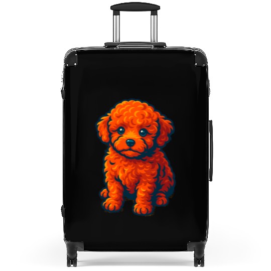 Cute Poodle Dog  Illustration Suitcases
