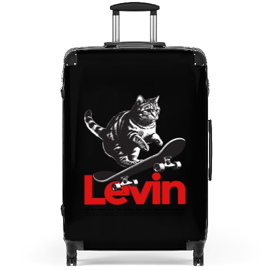 Cool Cat Skateboard with cute Boy Name LEVIN Suitcases