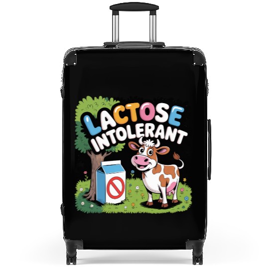 Lactose Intolerant Cow Cartoon  Funny  Suitcases