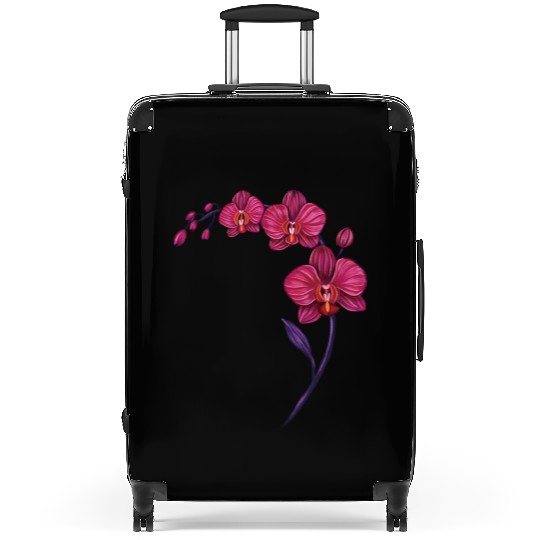 Elegant Violet Pink Orchid Flower Branch Design Suitcases