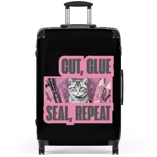 Decoupage Mantra Cut Glue Seal Repeat Cat Suitcases
