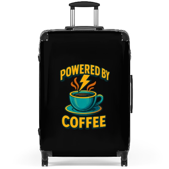 Powered by Coffee Illustration Suitcases