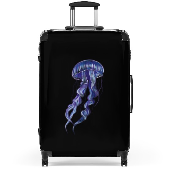 Bioluminescent Purple Jellyfish Illustration Suitcases