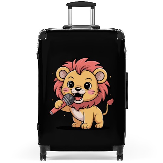 Lion Singing with Microphone Cute Cartoon for Suitcases