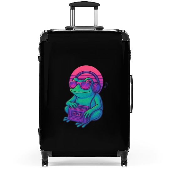 Retro Frog DJ Boombox Graphic Suitcases