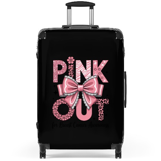 Pink Out Breast Cancer Awareness Coquette Bow  Suitcases