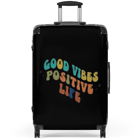 Colorful Positive Vibes Typography Design Suitcases