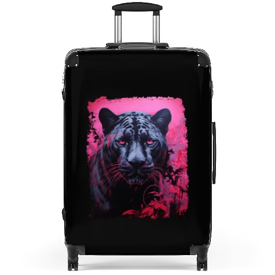 Pink Pop Art Black Panther  Suitcases