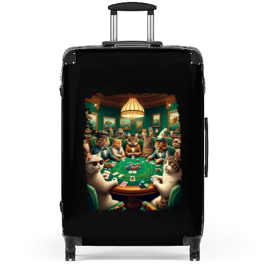 Playing Card Gambling Cat Playing Poker Cards Suitcases