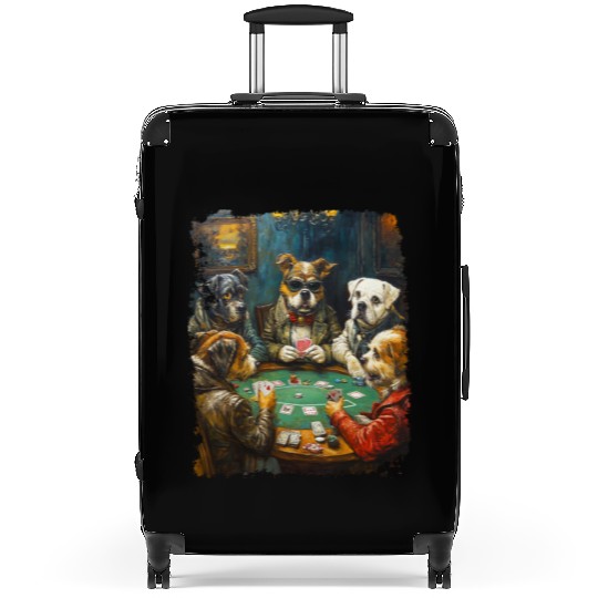 Playing Card Gambling Dog Playing Poker Cards Suitcases