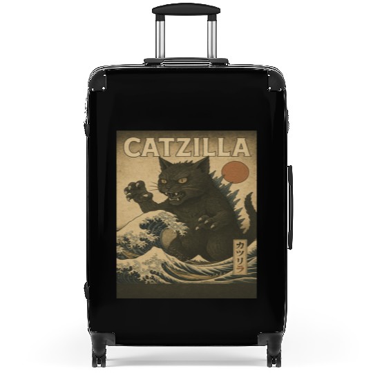 Ukiyo-e Catzilla Retro Japanese Monster Cat Suitcases
