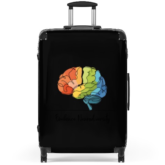 Embrace Neurodiversity - Line Art Rainbow Brain Suitcases