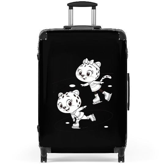 Black-and-White Leopard Cubs Ice Skating  Suitcases