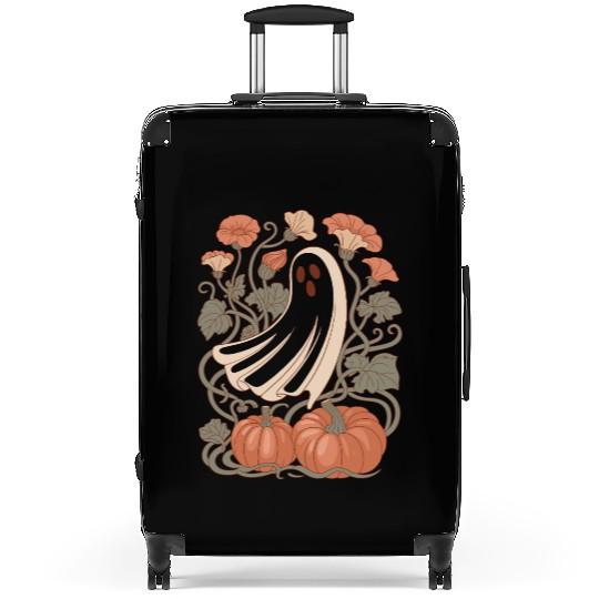 Floral Halloween Flower Pumpkin Ghost Cottagecore Suitcases