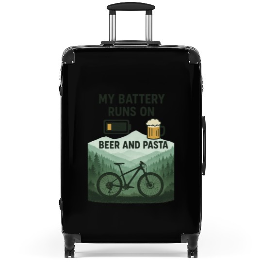 Battery Icon with Beer and Pasta Theme Suitcases