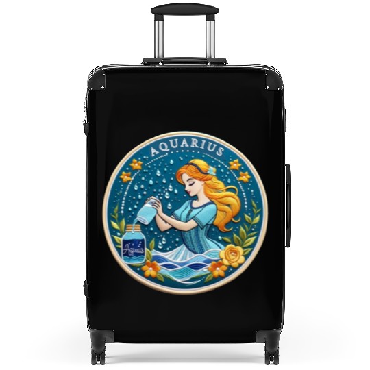 Aquarius Stylish Watercolor Zodiac Illustration Suitcases