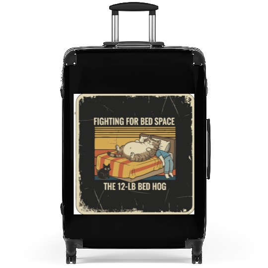 Fighting for Bed Space Cat Design Suitcases
