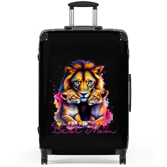Colorful Lion Cubs and Mother Design Suitcases
