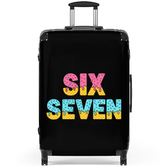 67 Six Seven Meme Funny Ice Cream Drip Waffle Cone Suitcases