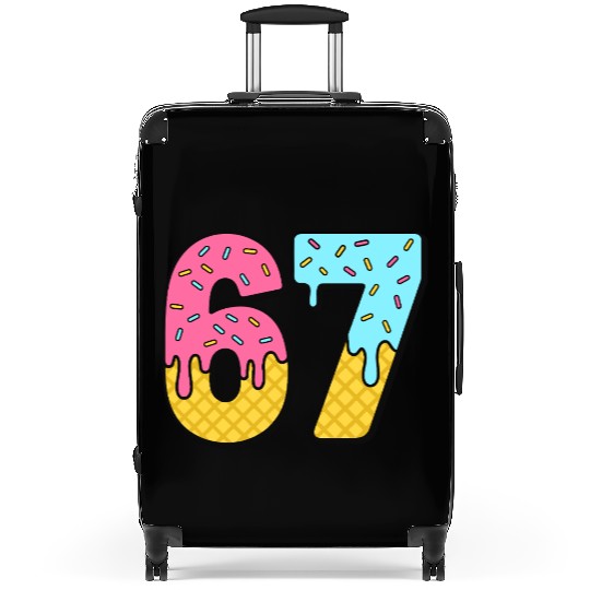 Six Seven Meme Ice Cream Drip Waffle Cone Funny 67 Suitcases