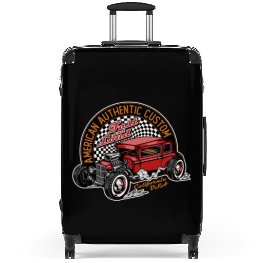Vintage Hot Rod Car Illustration Suitcases