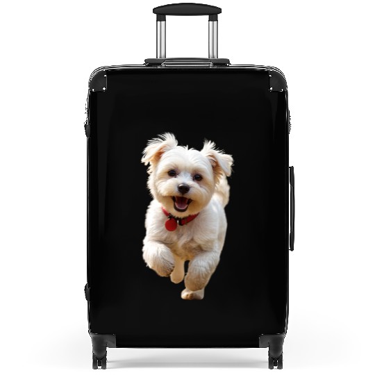 Joyful Puppy Run Illustration Suitcases