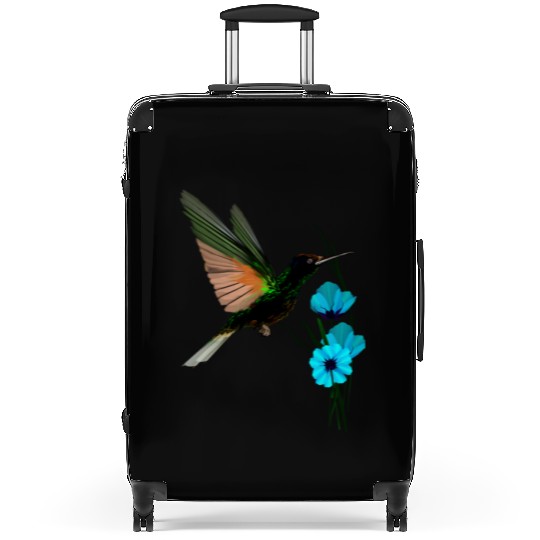 Green Hummingbird-Blue Flowers Suitcases