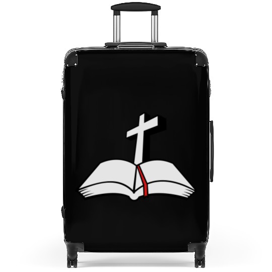 cross open bible 3c Suitcases