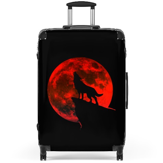 Howling wolf full blood moon space galaxy gift dog Suitcases