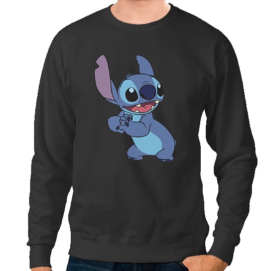 Discover Disney Lilo Stitch Cute Stitch Pose Left Chest Pocket Logo Sweatshirts